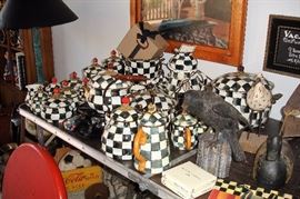 MacKenzie Childs Decorative kitchen ware with crow looking on