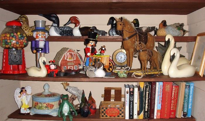 Shelf of decorative collectibles