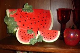 Watermelon cookie jar with salt & pepper