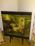 Folding table with lithograph top