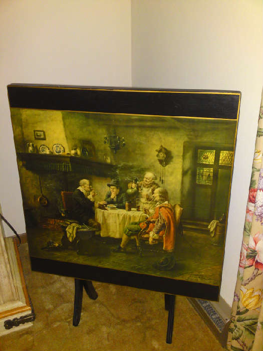 Folding table with lithograph top