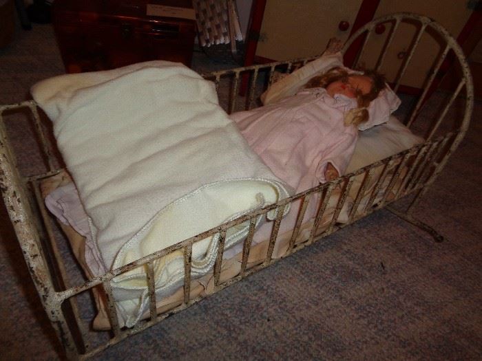 Antique iron dollie bed ... doll and bed priced separate 