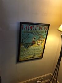 Framed and autographed Richmond Folk Festival poster