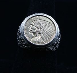 2 1/2 Dollar God coin in 14K Gold Mount