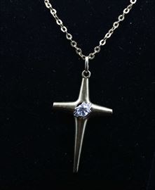 18K Gold Cross with Diamond