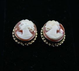 12K Gold Filled Cameo Earrings