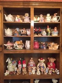 Teapot and cookie jar collection, from Teddy  Bears to Roosters!