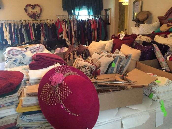 Yes, bedroom is packed! with sheets, pillows, ladies clothing, ladies hats and much more.