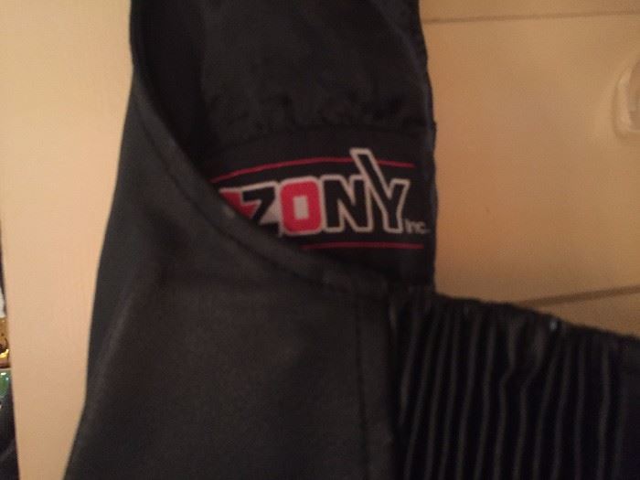 Zony black leather motor cycle chaps