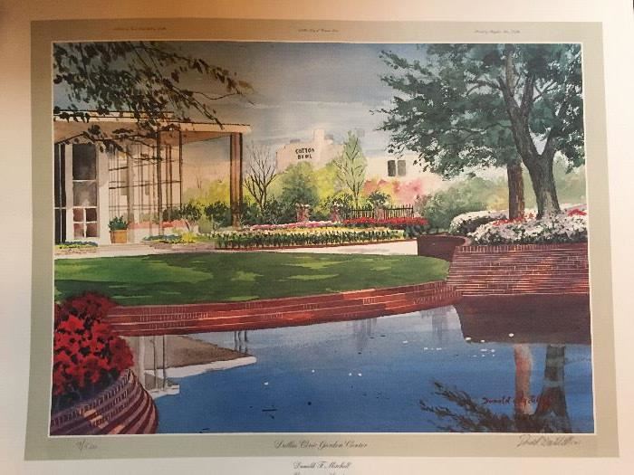 Prints by Donald F Mitchell, signed 9/500, "Dallas Civic Garden Center"