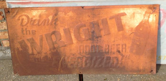 Wright (the W in A&W) Root Beer Advertising Metal Sign