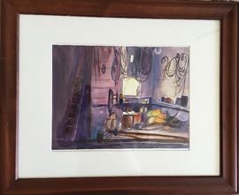Watercolor, corner of the room, 10"x 14"