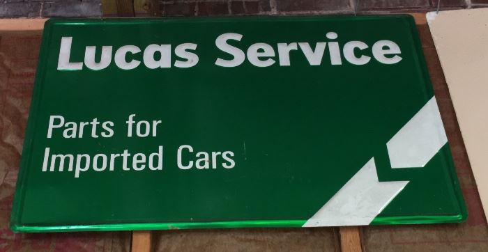 Lucas Service metal sign.