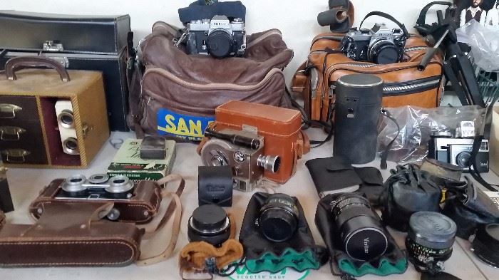 huge collection of vintage quality cameras, lenses, filters and more