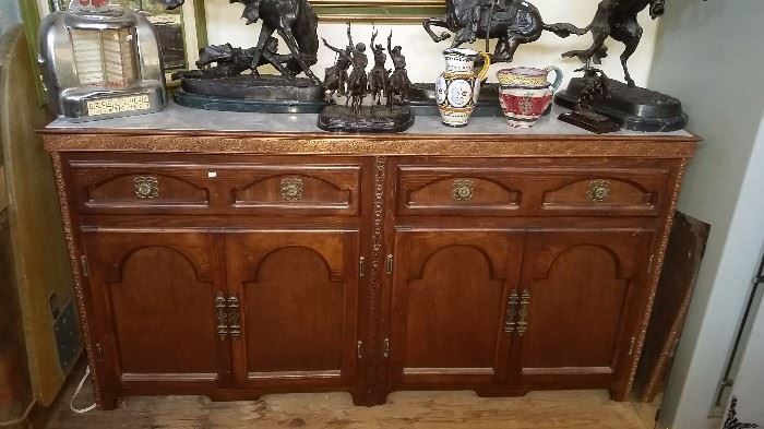 credenza buffet with marble top, lots of storage space