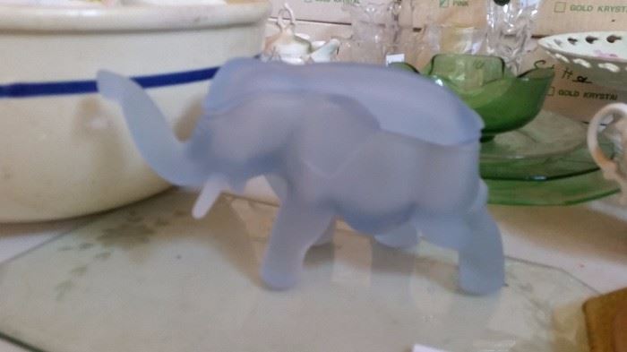 lots of little glass surprises, frosted tiara elephants and trinket boxes