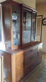 large and lovely walnut buffet and hutch