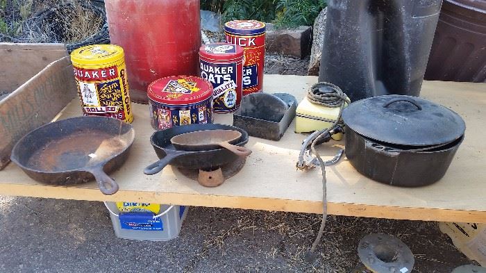 lots of cast iron cookware! 