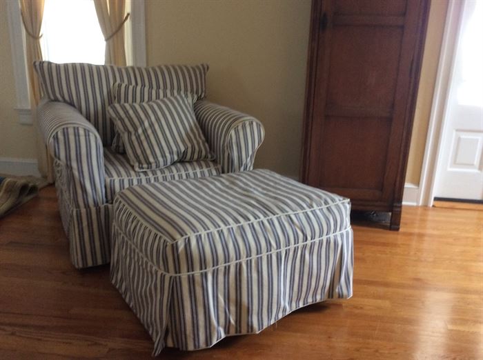 Overstuffed Chair with Ottoman