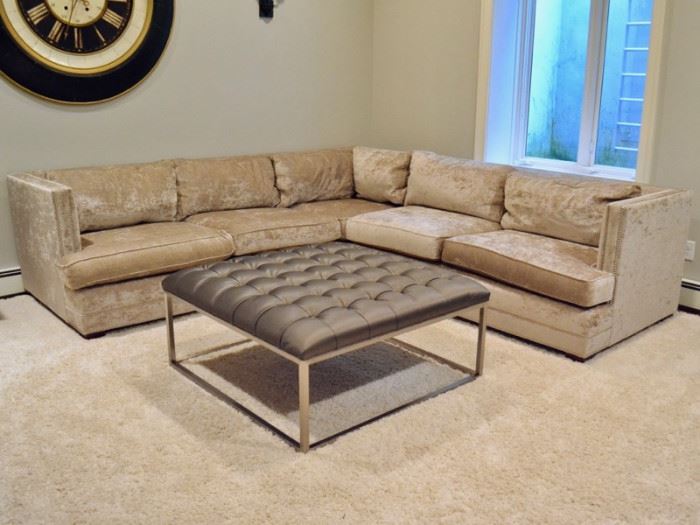 Mitchell Gold sectional sofa and cocktail ottoman