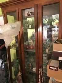 CHINA CABINET FULL OF VINTAGE GLASS