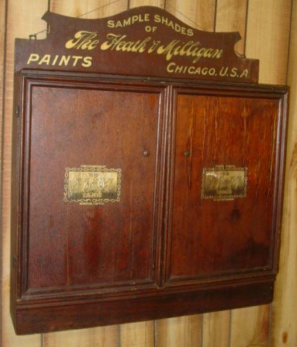 Wooden Store Wall Cabinet w/Advertising Paint