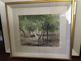 Korean registered artist's water color frame                           museum quality