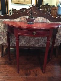 solid wood demilune side table