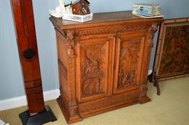 Antique Carved Wood Server/Chest