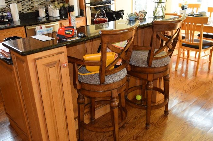 Solid Wood Swivel Barstools with Arms (2) Matching