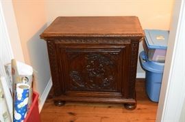 Antique Black Forest Carved Wood Chest/Trunk. Opens from Top 31" W X 29" T X 20" D