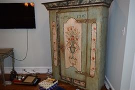 Authentic Antique Hand Painted Austrian Armoire 6'T 4'6" W 21" D