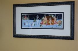 Original Jane Wooster Scott Gouache Full Moon Frolics 7 X 20