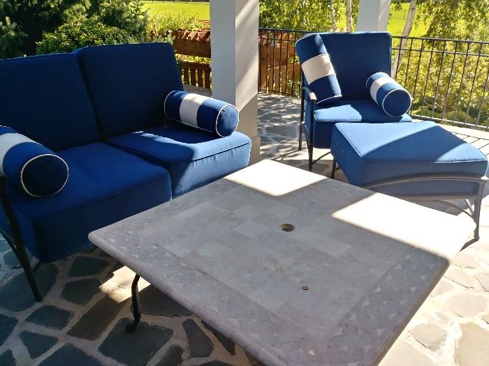 outdoor loveseat and chair/ottoman