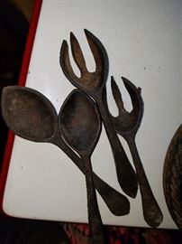 Wooden primitive salad utensils