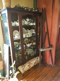 Great china cabinet (crack in front glass) full over china and glassware