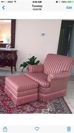 Striped Arm Chair w/Ottoman