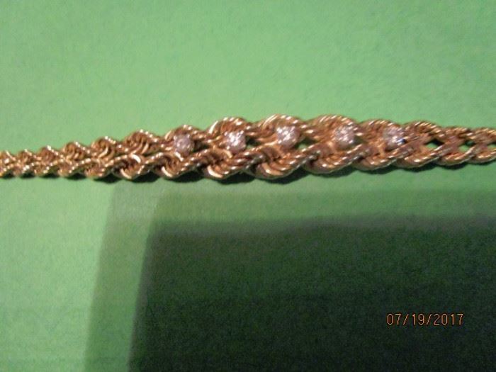 14k Bracelet with 5 diamonds.  .25 pt. t.w.  -  SOLD