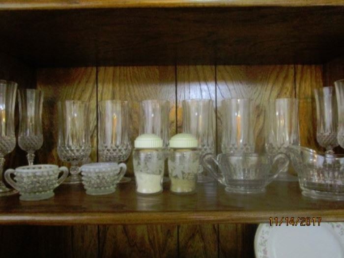 Crystal D'arque Stemware and Flutes; misc sugar creamers and salt and pepper