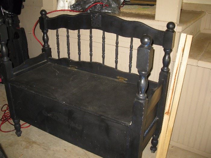 Black bench with storage