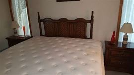 Queen bedroom with (2) nightstands, dresser with mirror and armoire