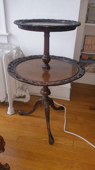 1930's-1940's Pie Crust Two Tier Table