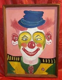 Vintage clown painting