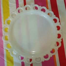 Milk glass lace edge platter