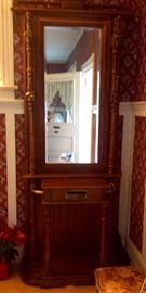 Hall tree with long mirror for last looks and cool letter box excellent condition 