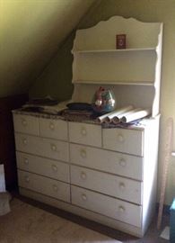 Double dresser with book shelf, solid wood