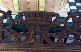 A closer look at the spooky top of the casket shaped mirror