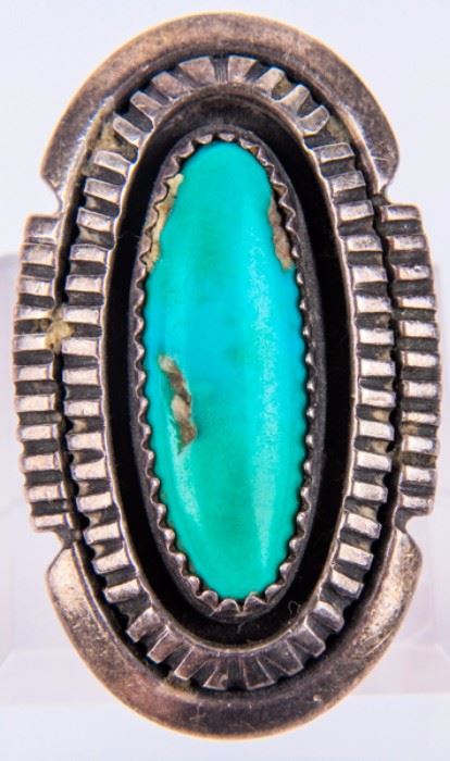 Lot 367 - Jewelry Sterling Silver Turquoise Ring
