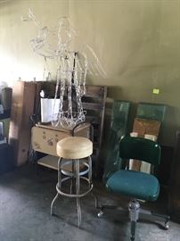 metal kitchen cart, retro office chair, vintage bar stool, 