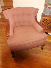 Vintage Georgian Mahogany Frame Easy Arm Chair. Ralph Lauren Fabric.